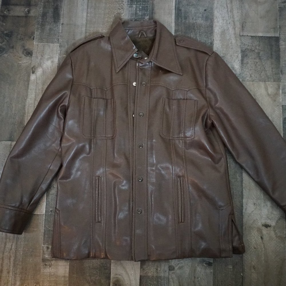 Tuscany Sportswear Brown Faux Leather Jacket
